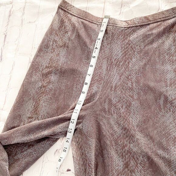 Cache Snake Print Lined mesh Sheer Flowy Palazzo Purple Taupe Wide Leg Pants M - Picture 7 of 12